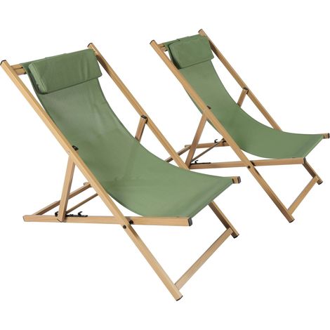 Lot de 2 chiliennes en aluminium inclinable 4 positions vert cactus