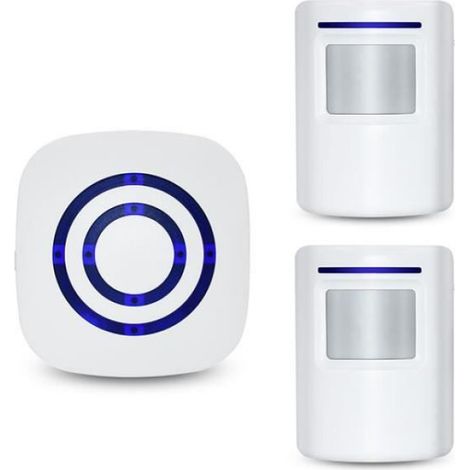 1 Kit sonnette sans fil, 85 dB, détection mouvement 360°, portée 150 m, pour magasin et maison (1/4)