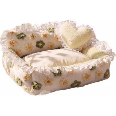 Rectangular Dog Basket, Jacquard Green, Loop Fleece Model with Free Cushion, Size to 3 (1/5)