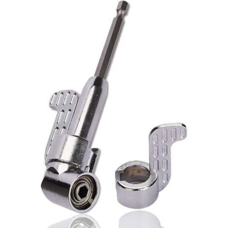 Visseuse Coudée 1/4" Renvoi d'Angle 105° Tige Hexagonale Tournevis de Vissage(argent) (1/4)