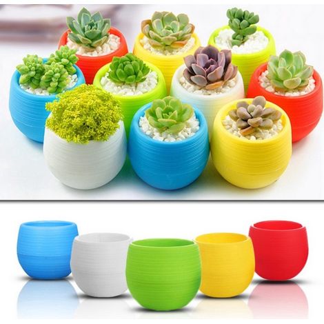Lot de 10 mini pots ronds pour plantes succulentes, pots en PP avec fonction de drainage, adaptés à la décoration de la maison/du bureau (1/5)