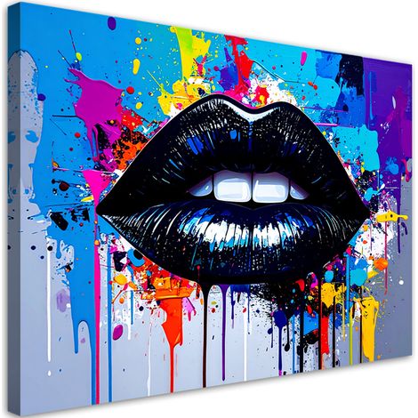 Wandbild Schwarze Lippen einer Frau Abstrakt 60x40 cm (1/5)