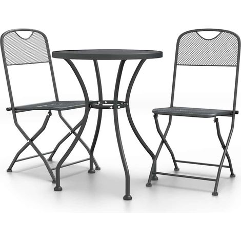 Ensemble repas de jardin 3 pcs Contemporain, Mobilier à dîner de jardin Maille Métal Anthracite OIB8425E (1/5)