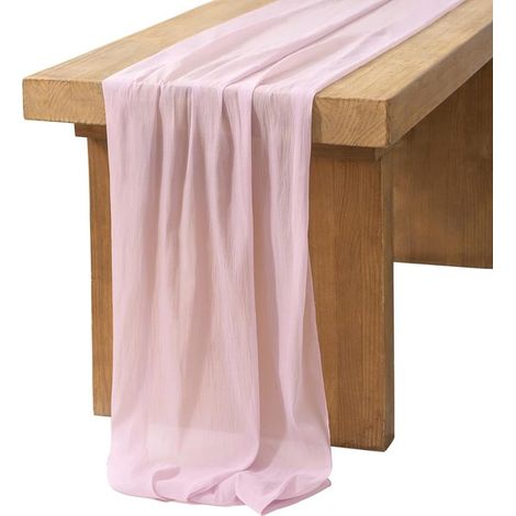 Tovaglia in chiffon rosa, tovaglia per feste, runner trasparente in stile boho primaverile per matrimoni e addii al nubilato. (1/5)