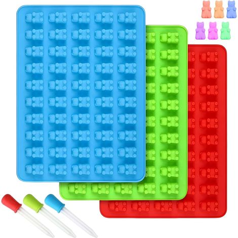 3 Moule à bonbons,150 cavités oursons,Silicone alimentaire,Compte-gouttes inclus,Pâtisserie maison (1/5)
