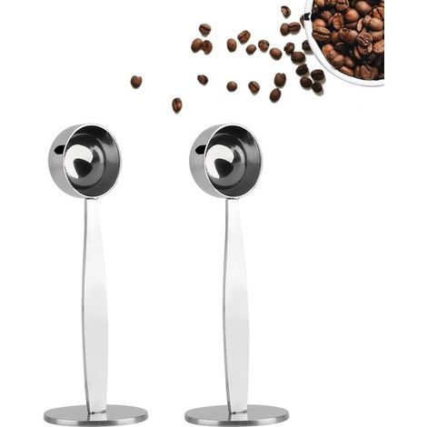 Cucchiaio in acciaio inox in 2 pezzi, cucchiaio da caffè in acciaio inox, cucchiaio pressino per caffè, cucchiaio da caffè 2 in 1, multifunzionale per pressare e misurare, per pressare e (1/5)