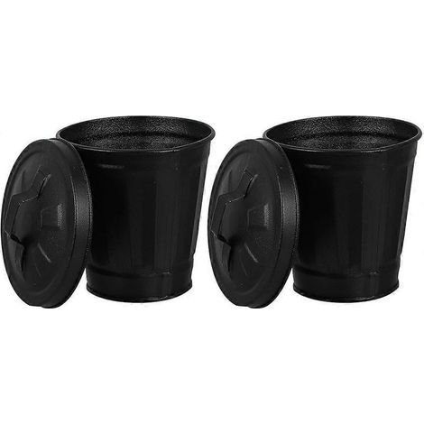 Lot de 2 petites poubelles de bureau, seaux de rangement multifonctionnels, conteneurs à déchets-9.50X9.50X9.00CM-Black (1/4)