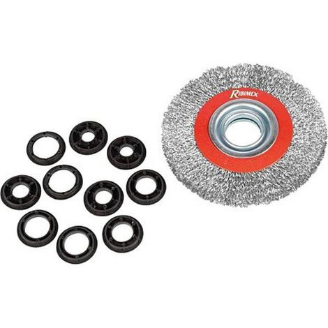 Brosse Métallique pour Touret D.200 mm - 5 Bagues Incluses - Idéale pour Finitions Précises - D-Work