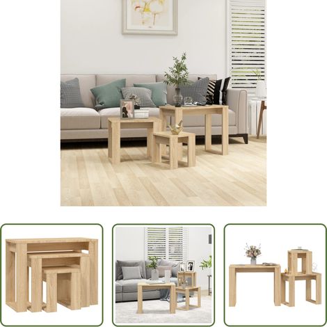 Table d'appoint - Tables gigognes 3 pcs Chêne sonoma Bois d'ingénierie (1/5)