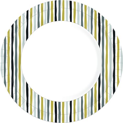 Duni Pappteller Bio weiß Stripes schwarz gold Ø 22 cm - 10 Stück Einwegteller