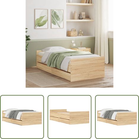 Cadre de lit - Cadre de lit sans matelas chêne sonoma 75x190 cm (1/5)