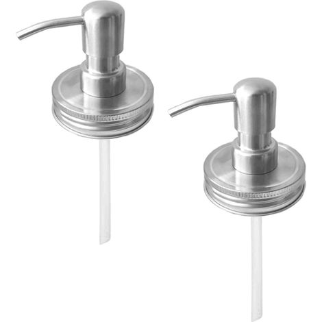 Distributeur De Savon - Couvercle Pompe En Acier Inoxydable Pour Bocaux Mason - Compatible Avec Bocaux À Col Étroit - 2 Pièces (1/5)