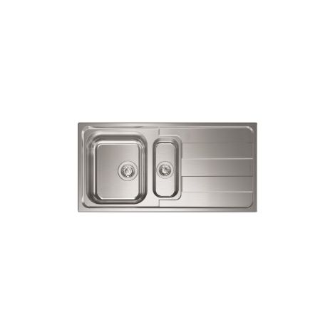 CM 015725 Levante Lavello da incasso 2 vasche acciaio inox AISI 304 sopratop 100x50 cm gocciolatoio colore Inox (1/5)