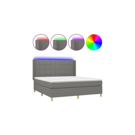 Sommier à lattes de lit matelas LED Gris foncé 180x200 Tissu (1/5)