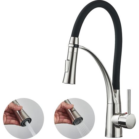 Suguword – Robinet de cuisine mitigeur avec douchette extractible – Acier inoxydable 304 – 3 modes de jet – Rotation 360° – Économie d'eau (1/5)