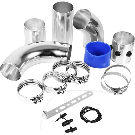 Filtre à air universel pour voiture, kit d'admission à haut débit en alliage d'aluminium avec tubes de raccord (1/5)