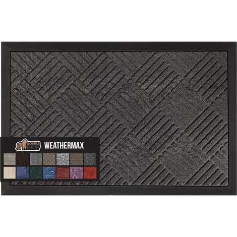 Tapis d'entrée 100 % imperméable toutes saisons, en caoutchouc naturel durable, résistant aux taches et à la décoloration, profil bas, pour intérieur et extérieur. (1/5)