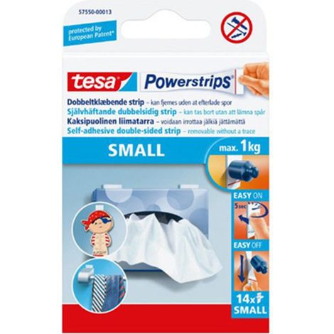 Confezione blister da 14 piccole strisce adesive. 1kg 58560 tesa powerstrip