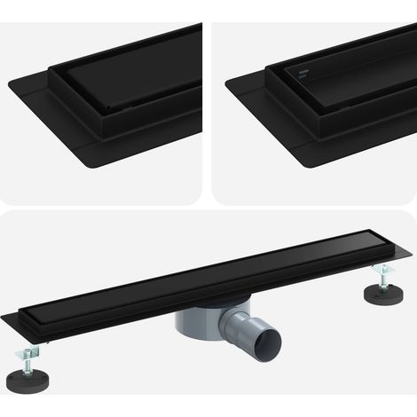Desagüe de ducha 2 en 1 con sifón de 360° Negro 60 cm vidaXL