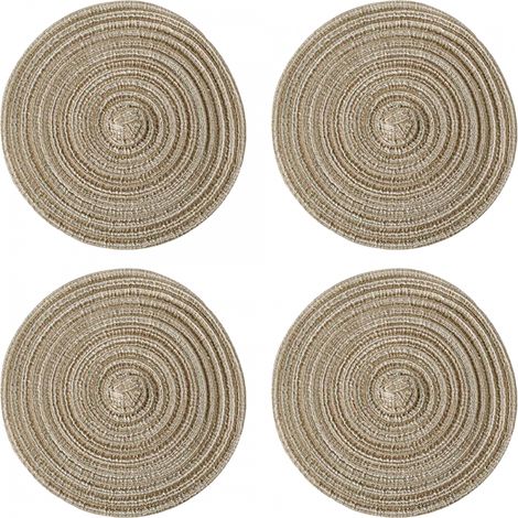 Sets de table ronds marron lavables pour Noël (1/5)
