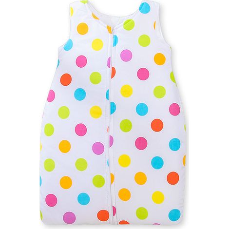 Saco de dormir de algodón para niños, talla M (6-12 meses), TOG 2.5, aislante para todo el año, con coloridos lunares. (1/4)