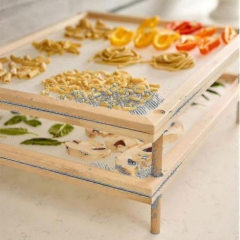 Séchoir à pâtes et herbes en bois, support multifonctionnel à 2 niveaux, double couche pratique (1/5)