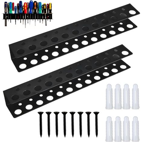 2 Pièces Organisateur de Tournevis Support Outils Mural Support Tournevis Mural en Acier Porte Outils Mural pour Tournevis,Pinces,Clés,Ciseaux pour Garage,Atelier,Sous-Sol et Établis (1/5)