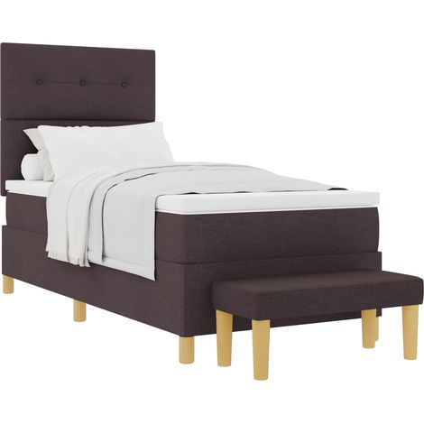 Lit simple  Lit adulte  Lit à ressorts avec matelas Marron foncé 80 x 200 cm tissu