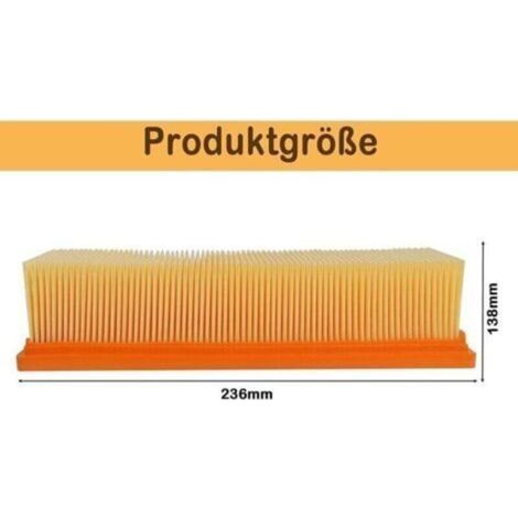 Lot de 2 filtres plats plissés compatibles avec Kärcher NT 25/1 Ap, NT 35/1 Ap, NT 35/1, NT 45/1, NT 55/1, NT 361, NT 561, NT 611 Tact, Te, M, éco pour 6.904-367.0/69043670 (1/3)
