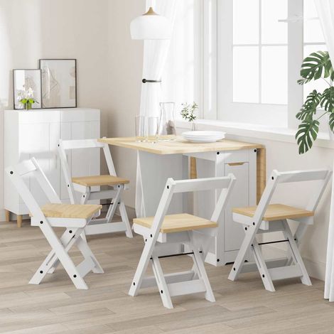 vidaXL Sedie da Pranzo Pieghevoli 4 pz Corona Bianche in Legno di