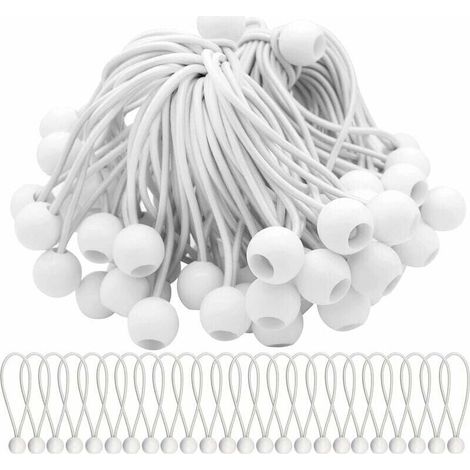Packung mit 50 elastischen Spannern mit Gummikugeln für Festzelte, Zelte, Banner und Planen.