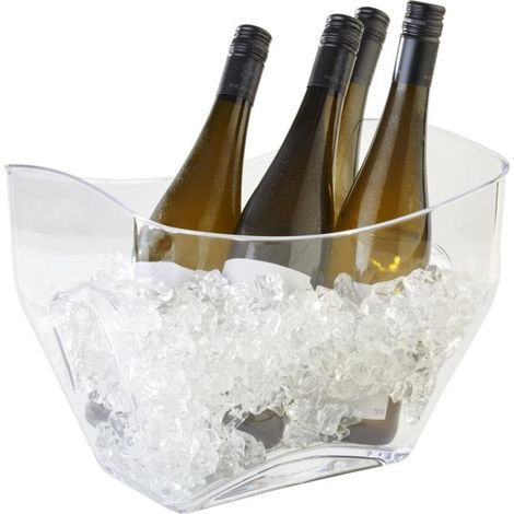 Seau à vin/à Champagne, Refroidisseur de Bouteilles, 32 x 21,5 cm, Hauteur 24,5 cm, 7 litres, Plastique (MS), Transparent