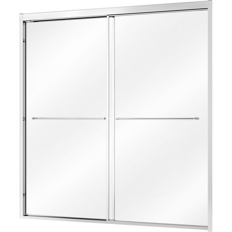 VEVOR Box Doccia per Vasca 1524 x 1524 mm Scorrevole a Bypass, Sopravasca Vetro Temperato da 6 mm, Telaio in Alluminio, Doppie Porte Scorrevoli con 2 Maniglie in Acciaio Inox Argento, Bagni Domestici (1/5)