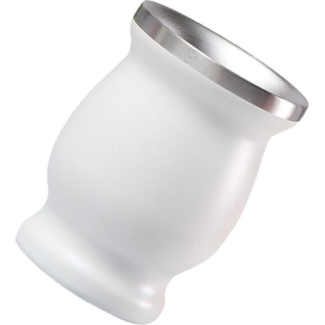 Doppelwandiger, isolierter Becher aus Edelstahl 304 (240 ml) mit Strohhalm und Reinigungsbürste, weiß (1/5)