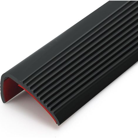 Nez d'escalier antidérapant de 5 m - En vinyle autocollant - En caoutchouc PVC flexible - 5 m x 25 mm - Noir (1/5)
