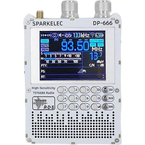 Radio à bande complète, écran tactile IPS, récepteur haute sensibilité, blanc (1/5)