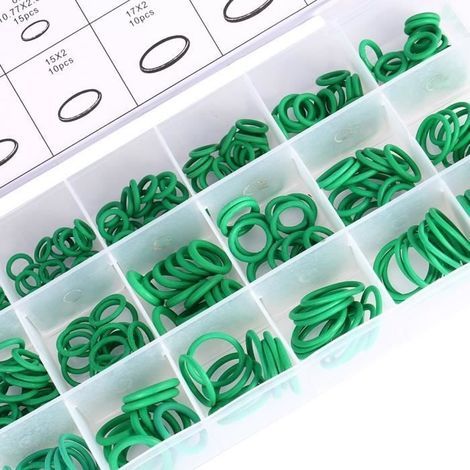 PAR - O-ring per climatizzatore auto, 18 misure, 270 pezzi, verde, per la sostituzione degli O-ring del climatizzatore. (1/4)