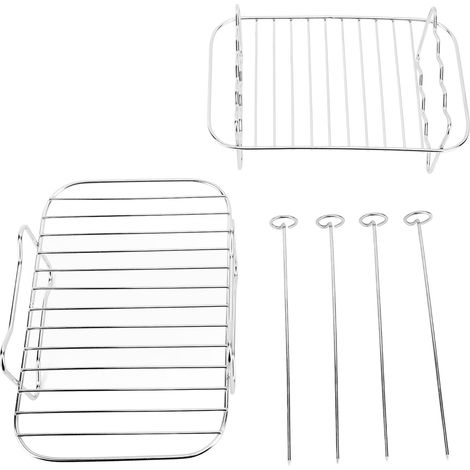 Grille de friteuse rectangulaire à double couche en acier inoxydable 304, avec brochette et accessoires de cuisine. (1/5)