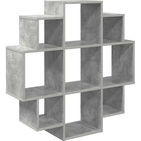 Étagère Murale en Bois d'Ingénierie 90 x 25 x 90 cm, Design Béton Gris, Étagères de Rangement pour Salon et Bureau (1/5)