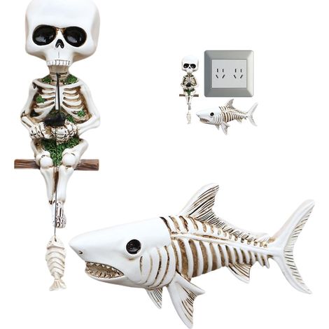 Squelette PcheurStatue de Requin Crne en Rsine Ornement (1/5)