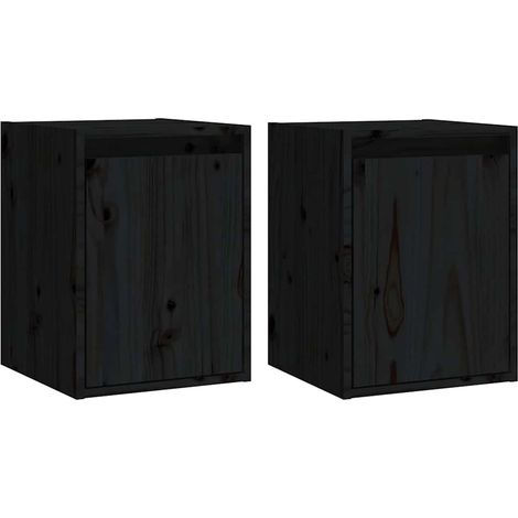 Maison Exclusive - Wandschränke 2 Stk. Schwarz 30x30x40 cm Massiv (1/5)