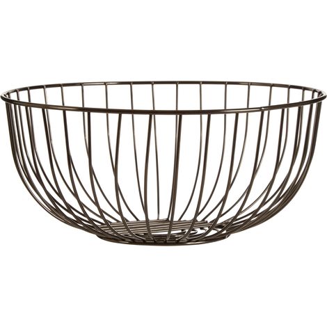 Premier Housewares Fruit Basket Round Shaped Baskets For Vegetable Storage In Kitchen With Black Nickel Finish Wire Frame Veg / Fruits Storage Rack 28 x 28 x 13 (1/3)