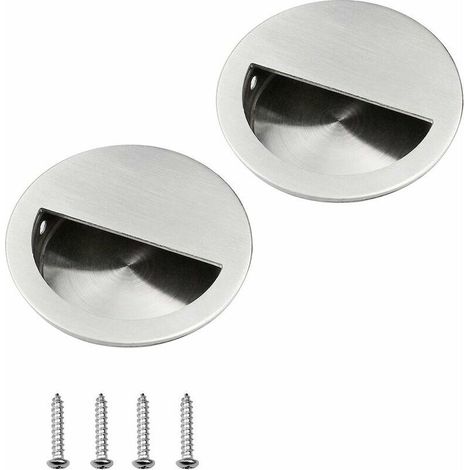 VURAHOME - Poignée de meuble 2 Pièces Poignée Ronde de Porte Coulissante Circulaire Encastrée Poignée en Acier Inoxydable 304 pour Tiroir Porte Placard (1/5)