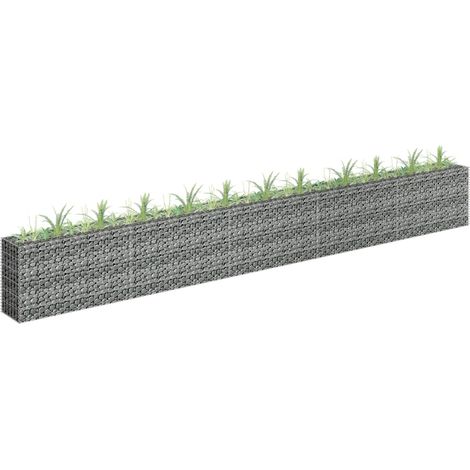 Jardinière Bac A Fleur Lit surélevé à gabion Acier galvanisé 450x30x60 cm 35820 (1/5)