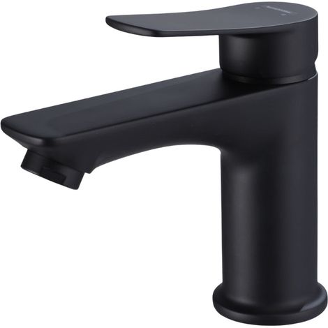Kometmöbel Badarmatur Waschtischarmatur Einhebelmischer Armatur Badezimmer Waschbeckenarmatur Wassersparfunktion Mischbatterie (Schwarz) (1/5)