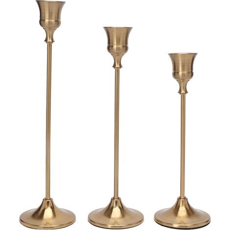 Porte-bougie effilé style vintage européen couleur laiton pour décoration de mariage, fête ou bar (1/5)