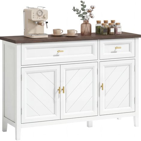 HOMCOM Sideboard with Drawers and Adjustable Shelves, White (1/5)