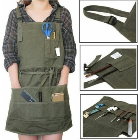 Tablier professionnel en toile avec poches, réglable, adapté aux adultes hommes et femmes. (1/3)