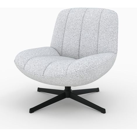Fauteuil pivotant en tissu bouclé gris chiné - ELVIS