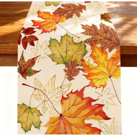 Chemin de Table, Décoration d'automne, Halloween Feuille d'érable Noël, Décoration de Table de Cuisine, pour extérieur, fête, Thanksgiving et Mariages d'automne (183 x 33 cm) (1/5)